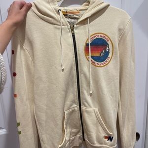 aviator nation beige manhattan beach zip up